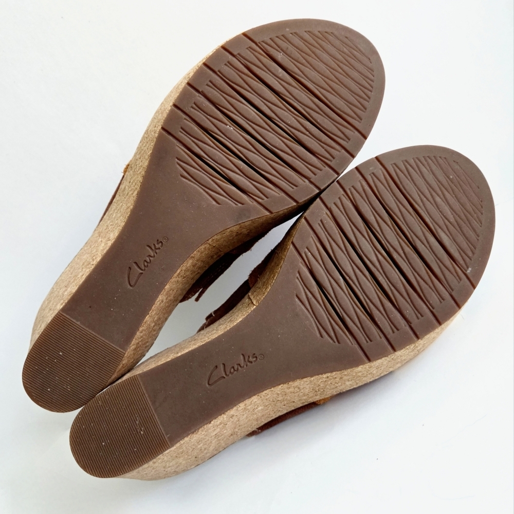Clarks Artisan Platform Slip-On Wedges, Suede Sunset Colors, Size 10 - Picture 12 of 16